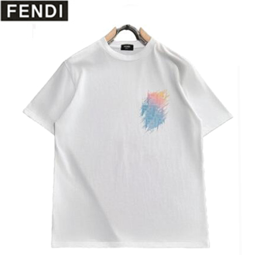 FENDI-05106 펜디 화이트 FF 프린트 장식 티셔츠 남성용