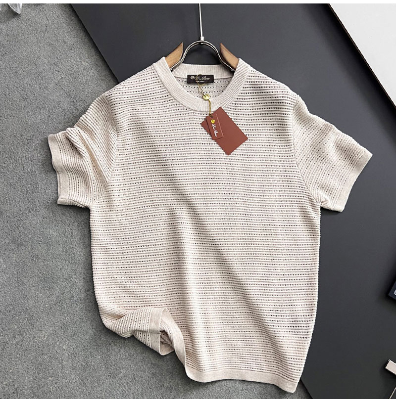 LORO PIANA-062610 로로피아나 2026SS 남성용 크루넥 니트 반팔 티셔츠