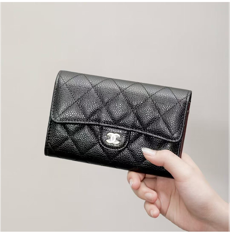 [스페셜오더]CHANEL-09132 샤넬 블랙 캐비어 3단 지갑
