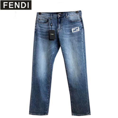 FENDI-03069 펜디 블루 프린트 장식 청바지 남성용