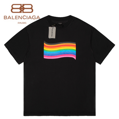 BALENCIAGA-061110 발렌시아가 블랙 프린트 장식 티셔츠 남여공용