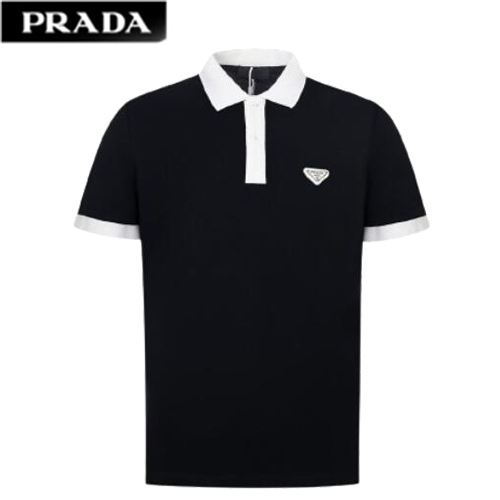 PRADA-060110 프라다 블랙 트라이앵글 로고 폴로 티셔츠 남성용
