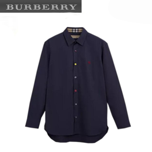 [스페셜오더]BURBERRY-80030831 버버리 컨트라스트 버튼 스트레치 네이비 코튼 셔츠