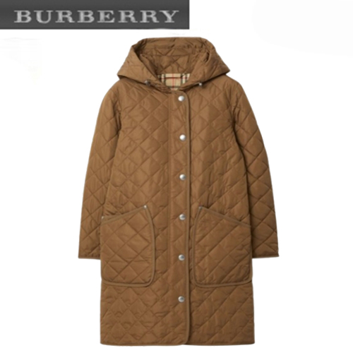 BURBERRY-80776601 버버리 브라운 퀼팅 나일론 코트 여성용