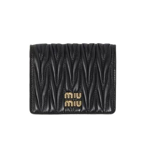 [스페셜오더]MIUMIU-5MV204 미우미우 블랙 마테라쎄 나파 가죽 반지갑