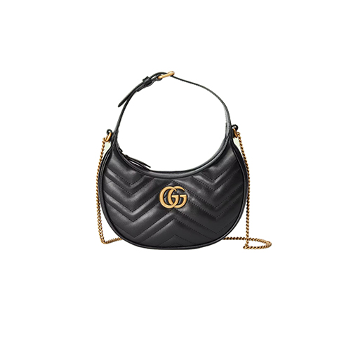 [스페셜오더]GUCCI-699514 1000 구찌 블랙 GG 마몽 하프문 쉐입 미니백