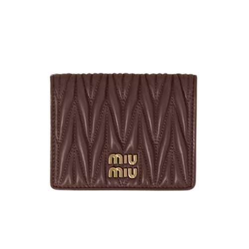 [스페셜오더]MIUMIU-5MV204 미우미우 브라운 마테라쎄 나파 가죽 반지갑