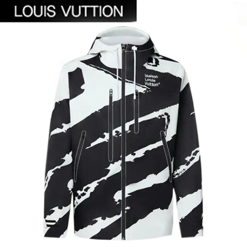 LOUIS VUITTON-1A98AP 루이비통 화이트/블랙 본디드 그래픽 쉘 재킷