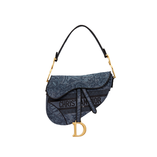 [스페셜오더]CHRISTIAN DIOR-M0446 디올 데님 블루 Albero della Vita 자수 SADDLE 백 25CM