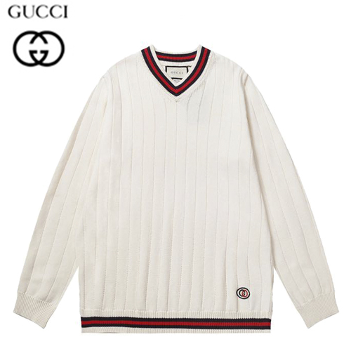 GUCCI-091314 구찌 아이보리 Web 스트라이프 장식 V넥 스웨터 남여공용