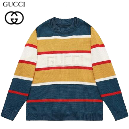 GUCCI-012414 구찌 옐로우 니트 코튼 스트라이프 스웨터 남여공용