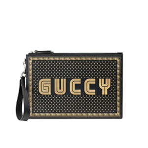 [스페셜오더]GUCCI-510489 1055 구찌 블랙 가죽 Guccy 프린트 가죽 파우치