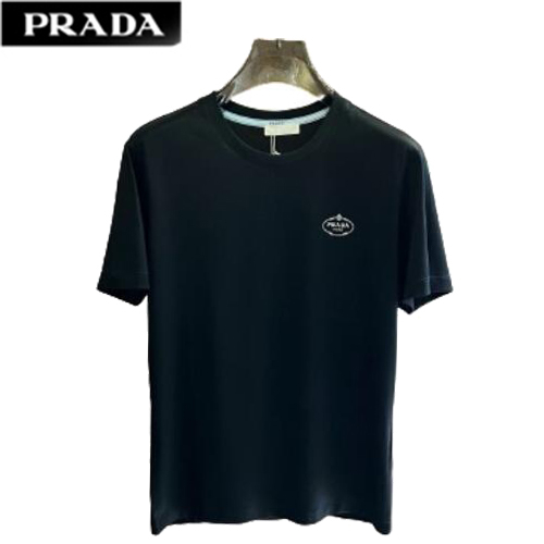 PRADA-04266 프라다 블랙 로고 아플리케 장식 티셔츠 남성용