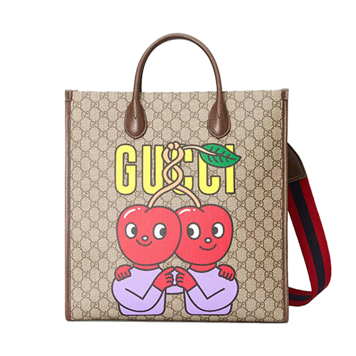 [스페셜오더]GUCCI-703264 8839 구찌 베이지 체리 프린트 미디엄 토트백