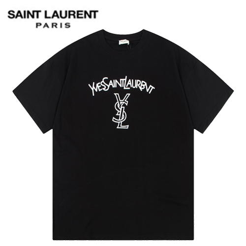SAINT LAURENT-06131 생 로랑 블랙 로고 아플리케 장식 티셔츠 남여공용