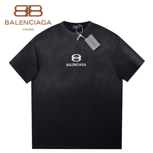 BALENCIAGA-06051 발렌시아가 블랙 프린트 장식 빈티지 티셔츠 남성용