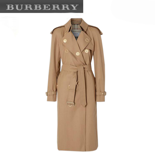 BURBERRY-45483371 버버리 드리프트우드 프레스 스터드 디테일 코튼 개버딘 트렌치코트