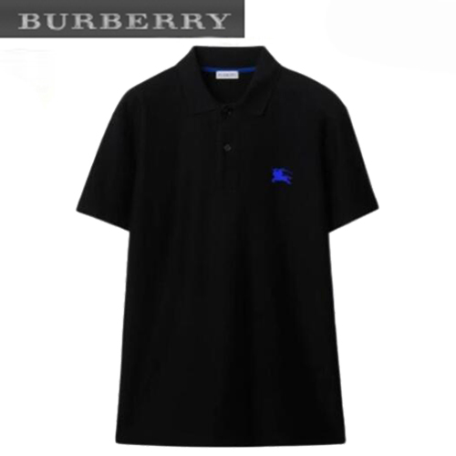 BURBERRY-80849371 버버리 블랙 코튼 폴로 티셔츠 남성용
