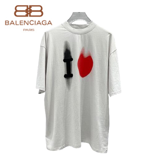 BALENCIAGA-05143 발렌시아가 화이트 프린트 장식 티셔츠 남여공용