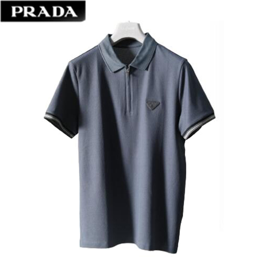 PRADA-06113 프라다 네이비 트라이앵글 로고 폴로 티셔츠 남성용