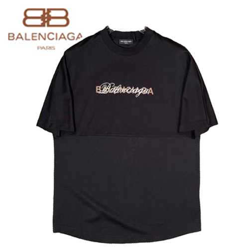 BALENCIAGA-05144 발렌시아가 블랙 프린트 장식 티셔츠 남여공용