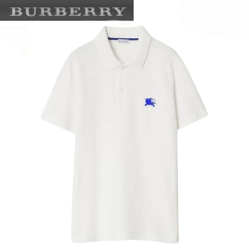 BURBERRY-80849341 버버리 화이트 코튼 폴로 티셔츠 남성용