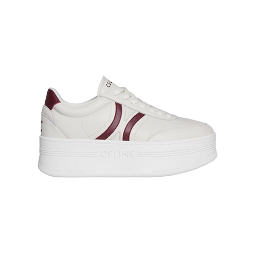 CELINE-365215 셀린느 화이트/버건디 웨지 아웃솔 블록 스니커즈 여성용