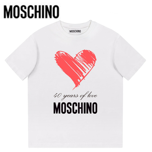 MOSCHINO-06135 모스치노 화이트 프린트 장식 티셔츠 남여공용