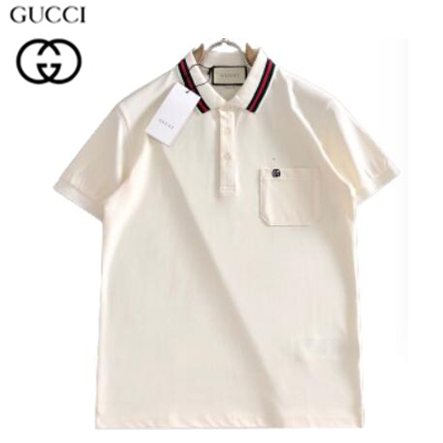 GUCCI-06133 구찌 화이트 Web 스트라이프 장식 폴로 티셔츠 남성용