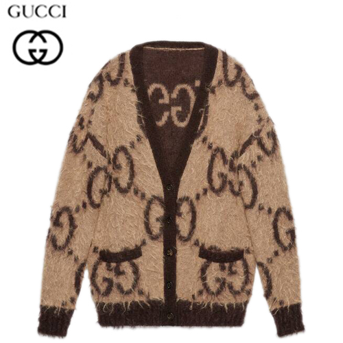 GUCCI-635160 2254 구찌 베이지/브라운 리버서블 GG 모헤어 울 가디건