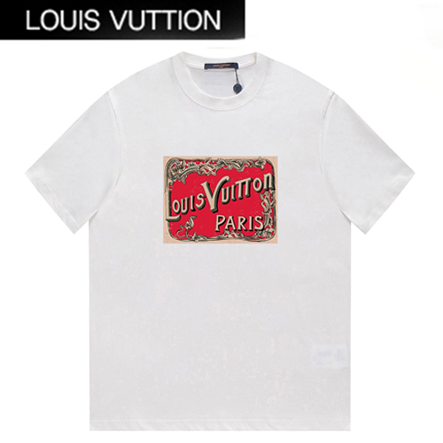 LOUIS VUITTON-06135 루이비통 화이트 프린트 장식 티셔츠 남여공용