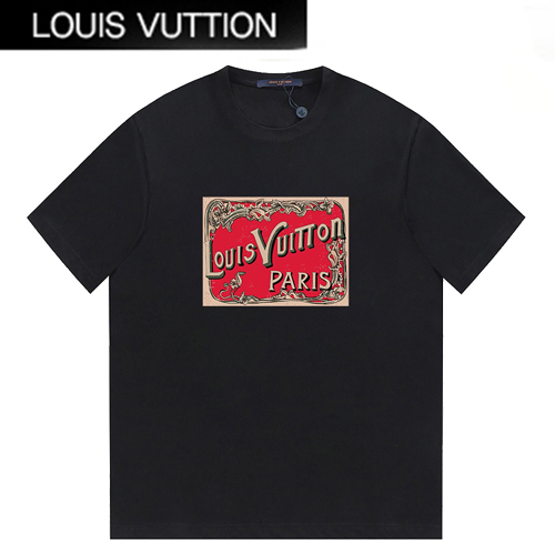 LOUIS VUITTON-06136 루이비통 블랙 프린트 장식 티셔츠 남여공용