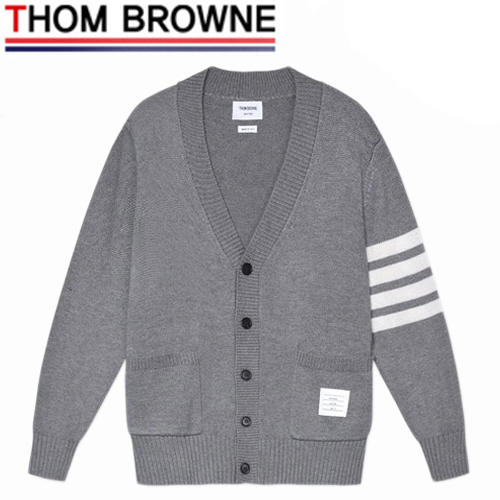 THOM BROWNE-08316 톰 브라운 그레이 스트라이프 장식 가디건 남여공용