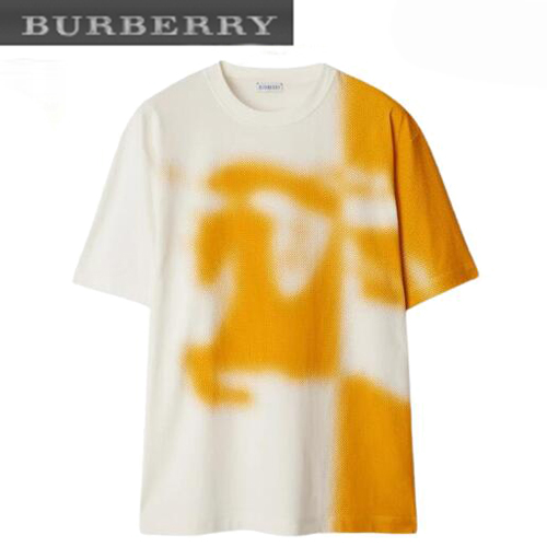 BURBERRY-80906071 버버리 화이트 하프톤 EKD 코튼 티셔츠 남여공용