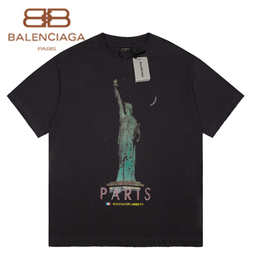 BALENCIAGA-06118 발렌시아가 블랙 프린트 장식 티셔츠 남여공용