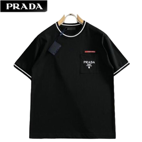 PRADA-06136 프라다 블랙 코튼 티셔츠 남성용