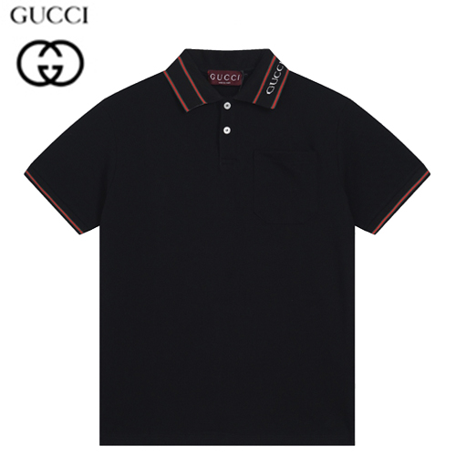 GUCCI-07298 구찌 블랙 스트라이프 장식 폴로 티셔츠 남성용