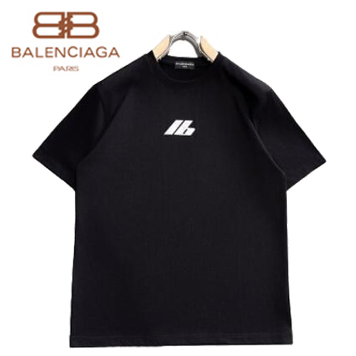 BALENCIAGA-05108 발렌시아가 블랙 프린트 장식 티셔츠 남성용