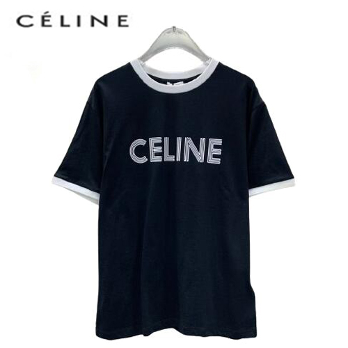 CELINE-06089 셀린느 블랙 CELINE 프린트 장식 티셔츠 남여공용